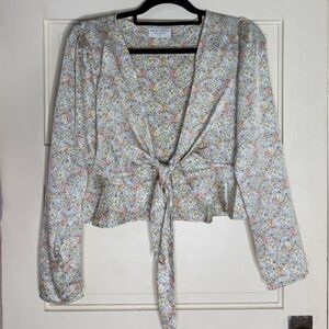 Floral Tie-Front Blouse